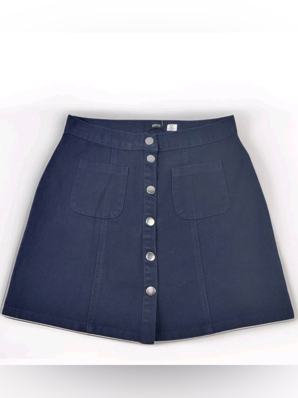 BDG Dark Wash Button Front Denim Jean Skirt Size M Navy Marin Urban Outfitters